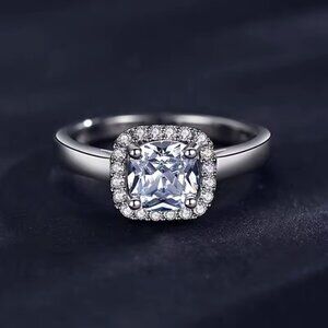 1Ct Cushion Cut AAA Lab Dia in 8.42mm Halo Engagement Ring